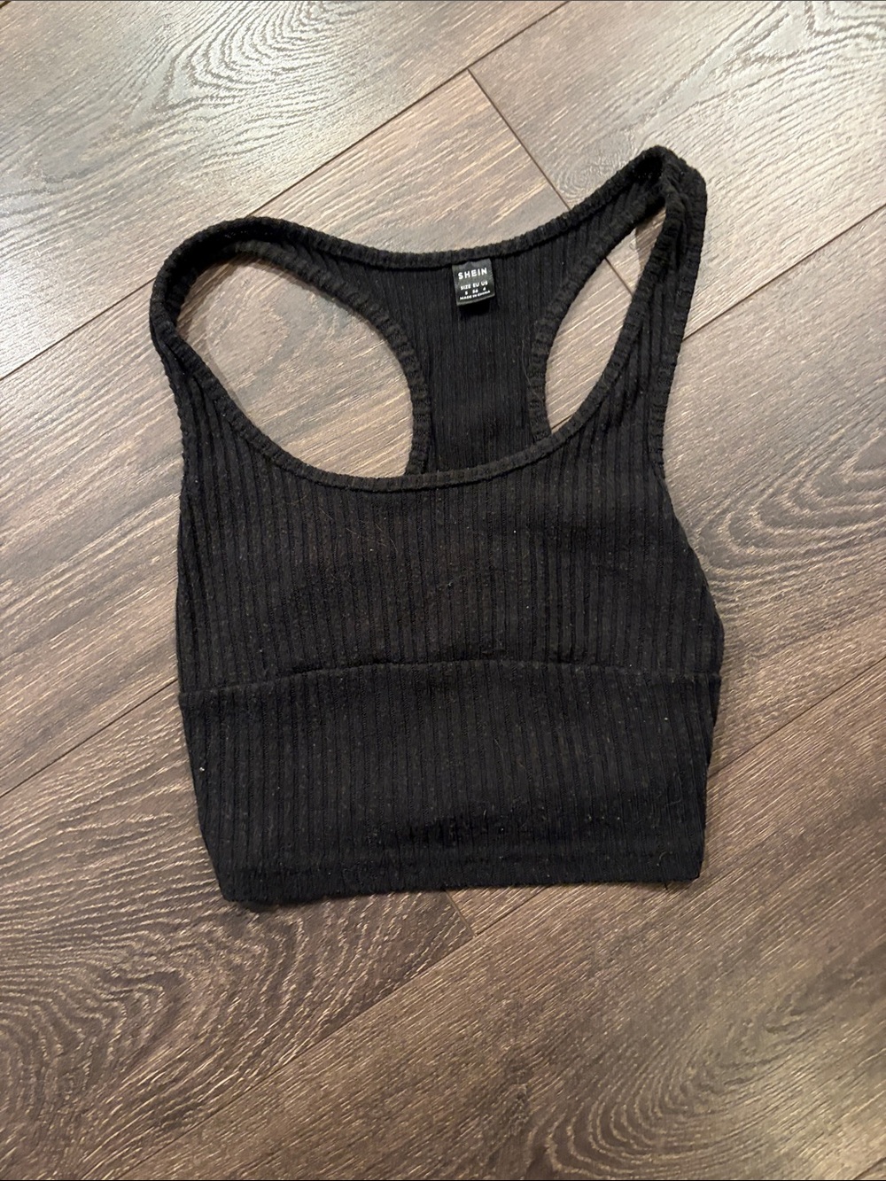 SHEIN Black Ribbed Racerback Crop Tank